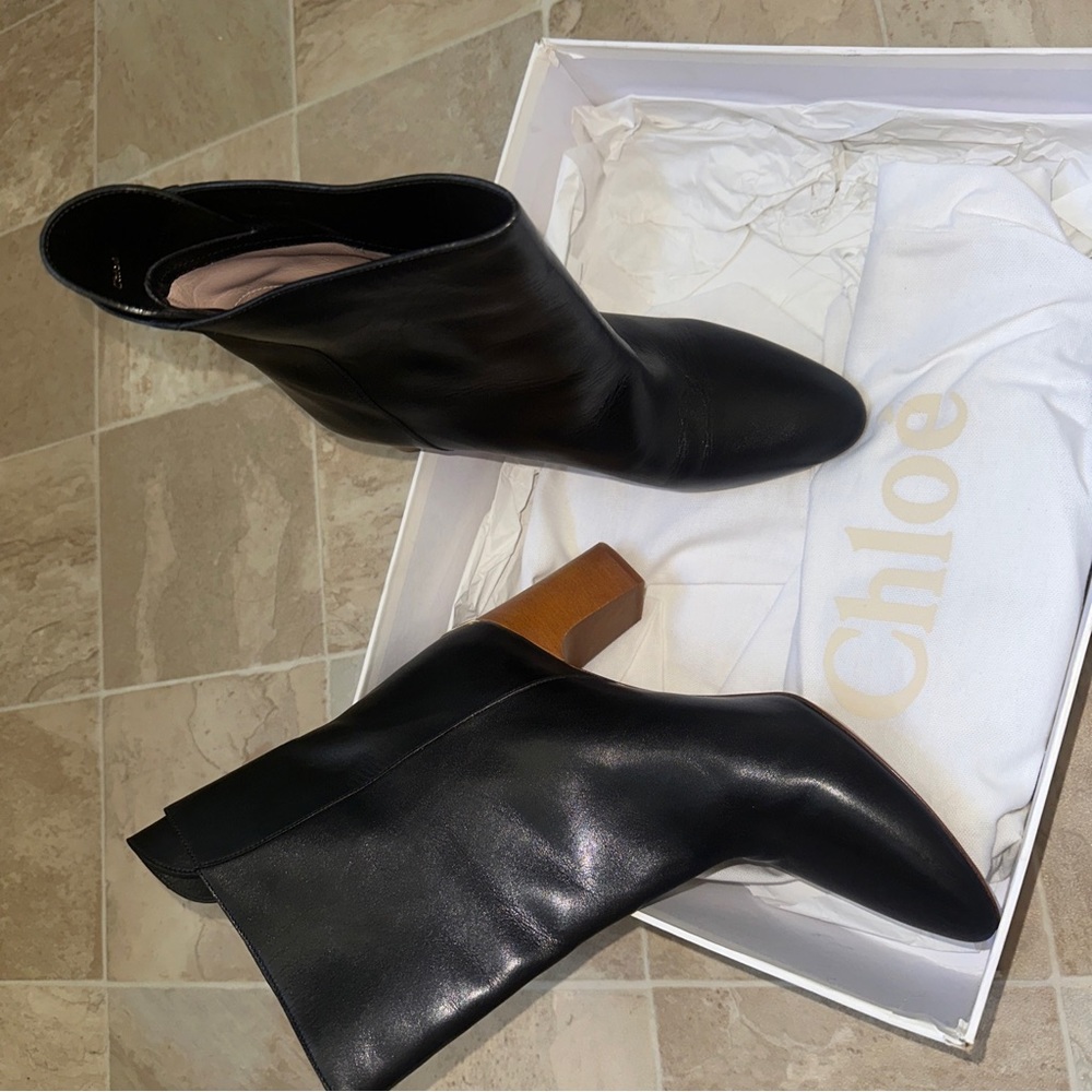 Chloe Women Boots Booties Shoes Size 39.5 Lamb Black CH21085 Presot